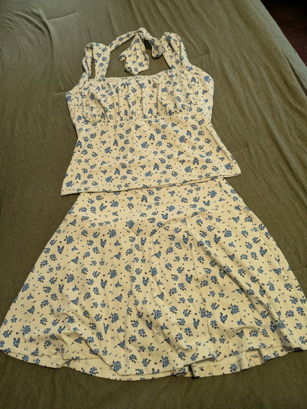 [Matching Se] Blogilates Active Skort & Tank Tops [Cream/Blue Floral] [Size: XL]